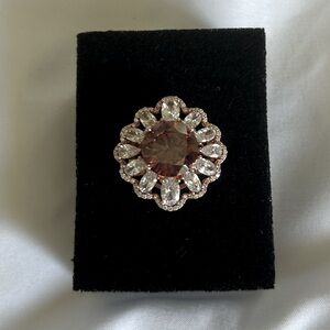 Blush Zircon Simulant And White Cubic Zirconia Rose Gold Over Sterling Silver